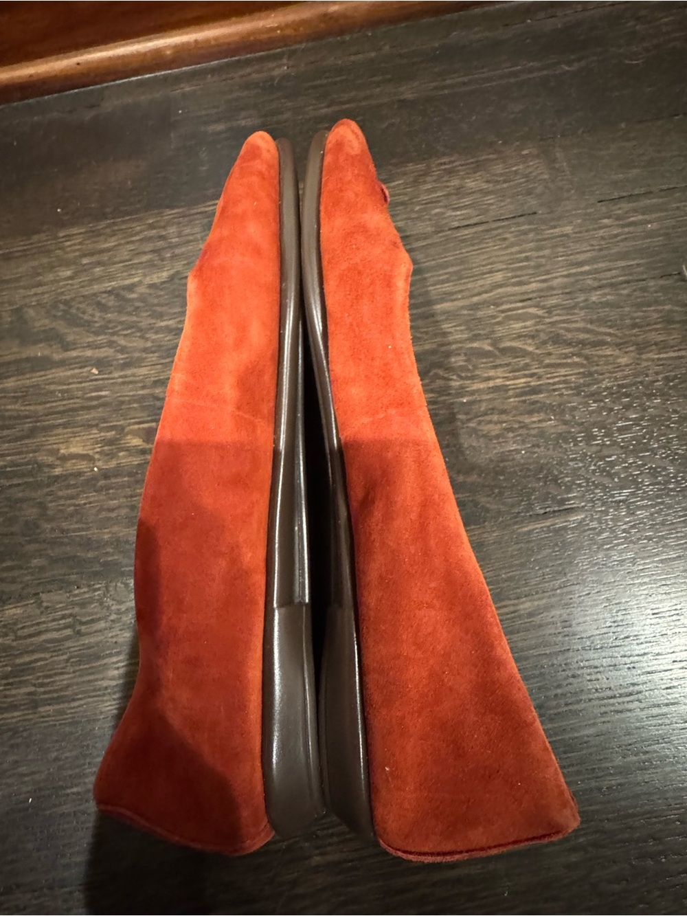 AEROSOLES Rust Suede Flats with Gold Emblem - Picture 6 of 9